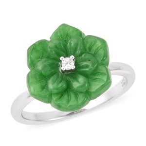 NEW - 7.64 Cya Burmese Green Jade Carved flower